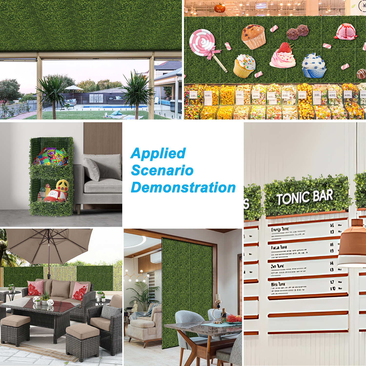 Artificial Boxwood Mat Wall Decor w/Hard Panels Fence Panel Grass Single Side