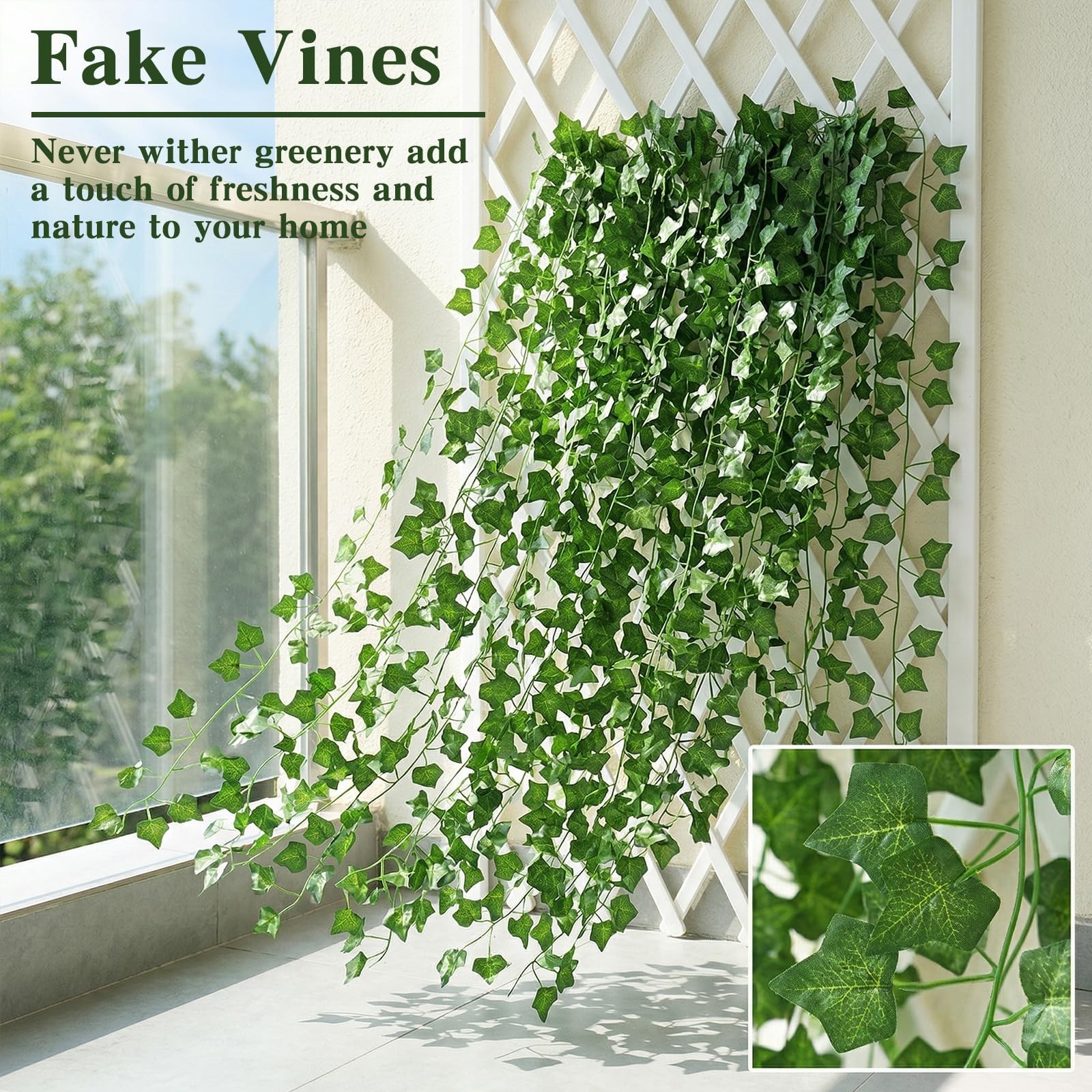 Fake Ivy for Room Decor 12pcs Fake Vines Greenery Garland Wall Decor