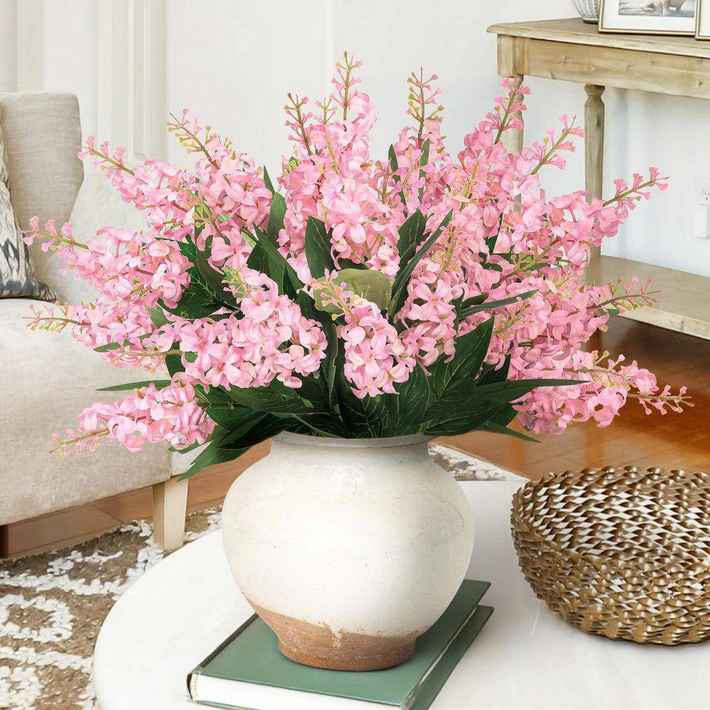 15 In. Pink Artificial Stock Flower Stem Bush Bouquet (Set of 12)