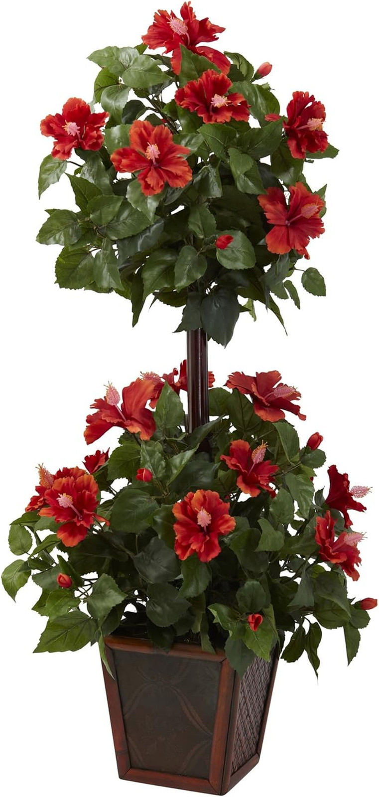 Stunning 39″ Hibiscus Topiary – Lifelike Indoor/Outdoor Decor Plant