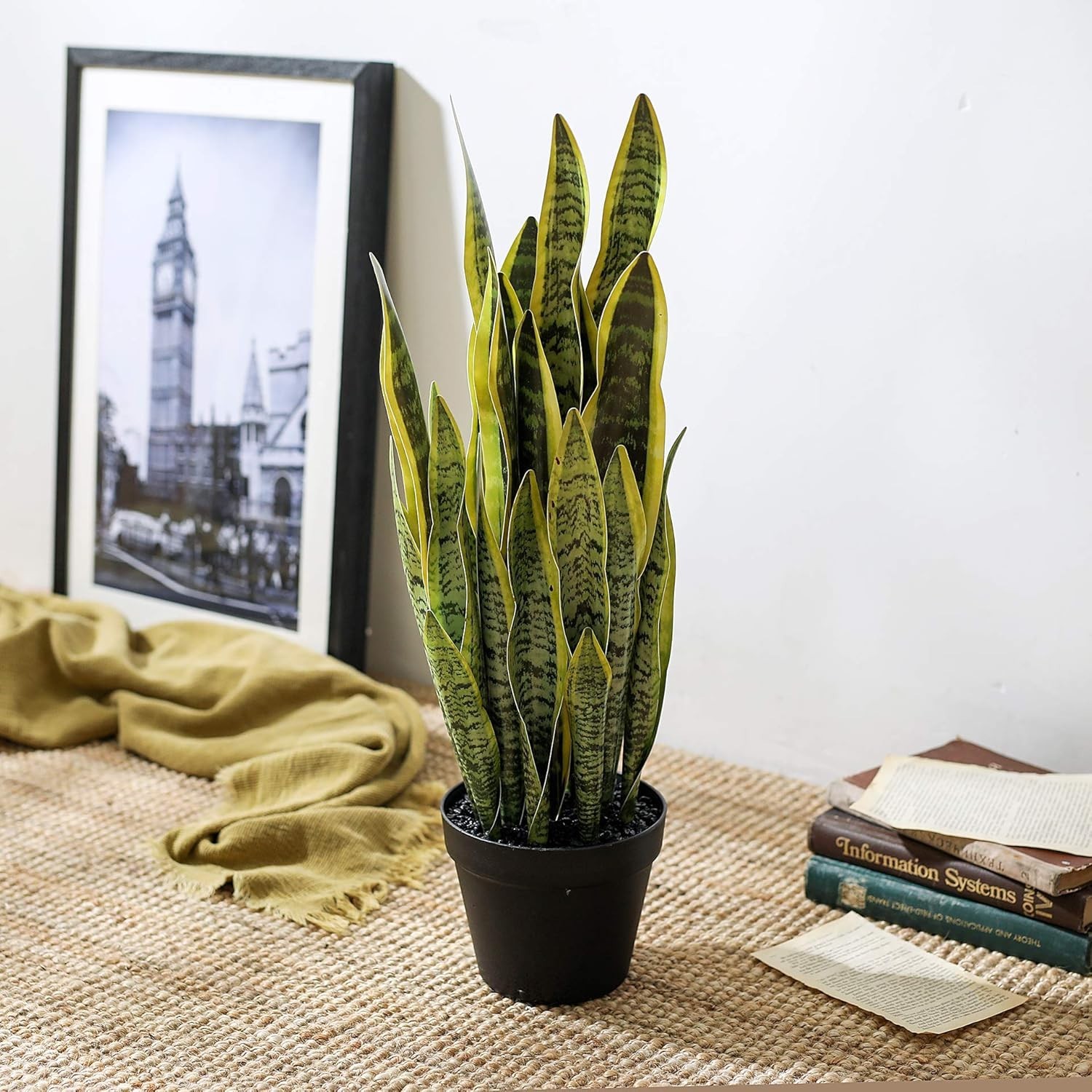 Stylish 26-Inch Artificial Snake Plant – Handmade Quality for Elegant Spaces