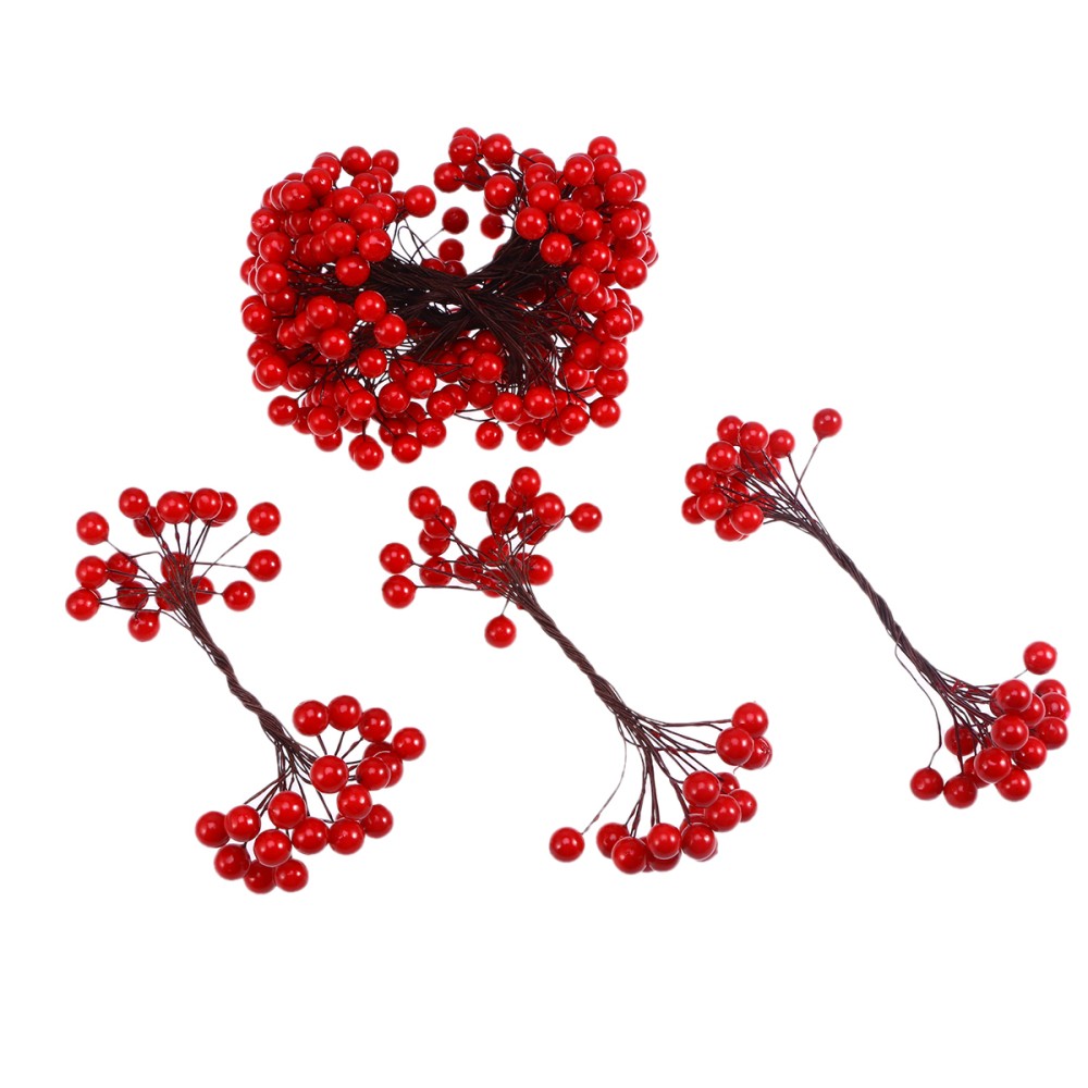 400Pcs Stimulation Berries Red for Holiday Arrangements and Wreaths