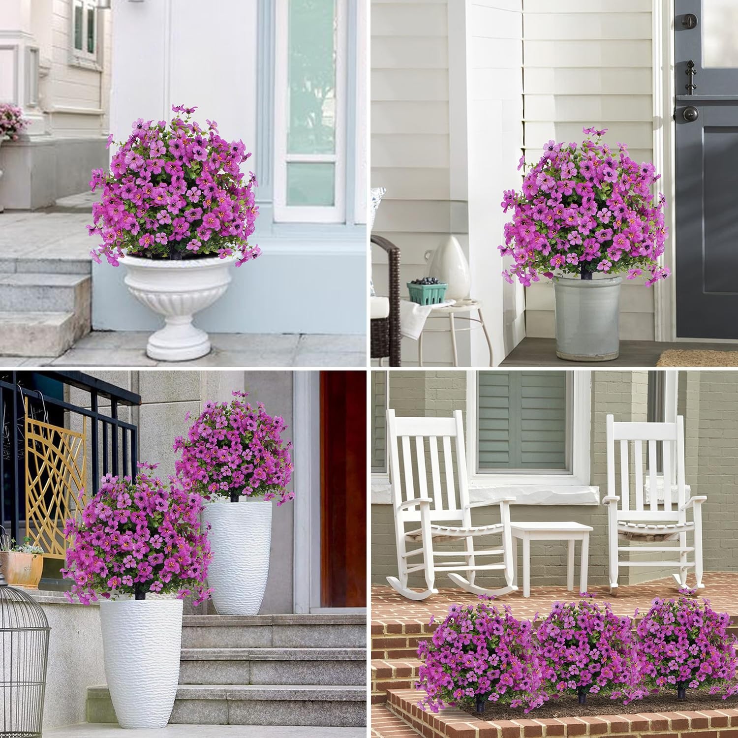 Best 22 inches high 2-Pack Artificial Violet Bush Decoration, UV Resistant Fake