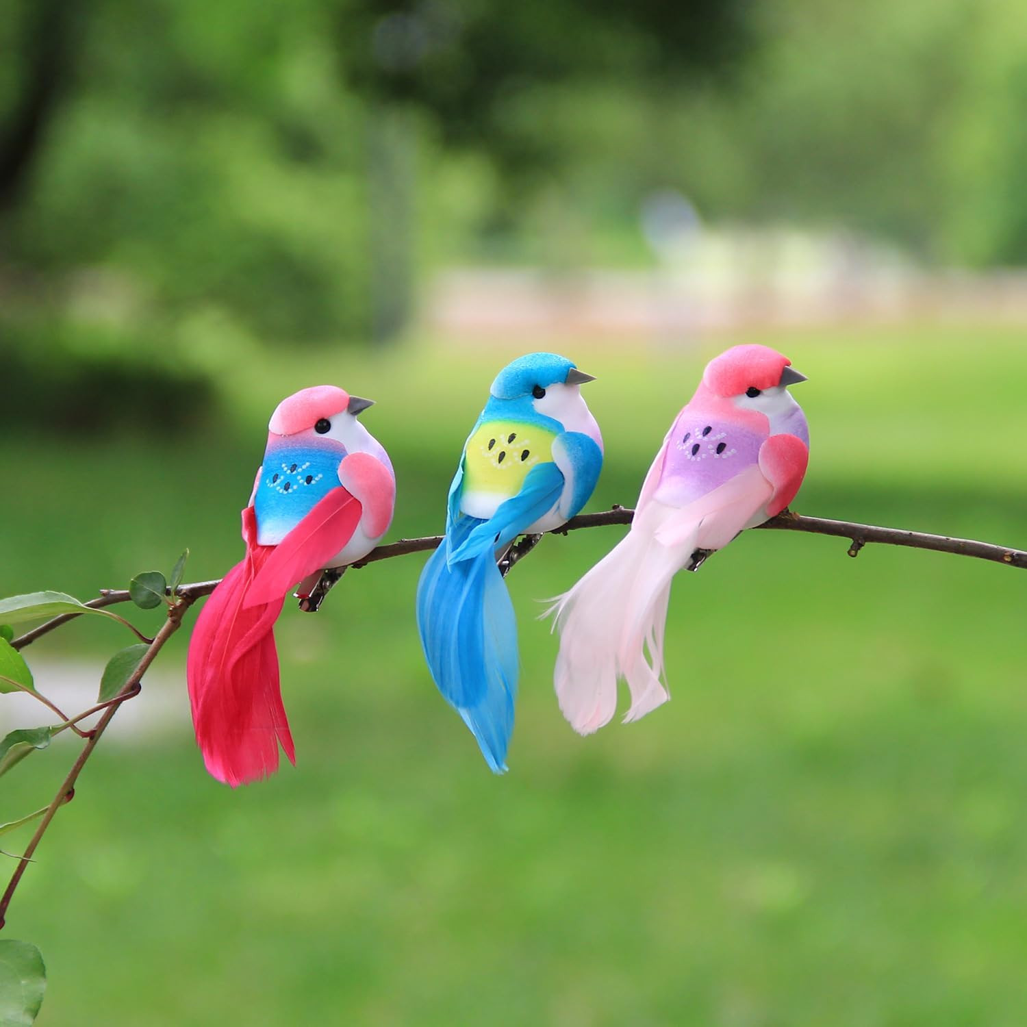 6Pcs Artificial Spring Birds Clip on Colorful Bird for Crafts Tree