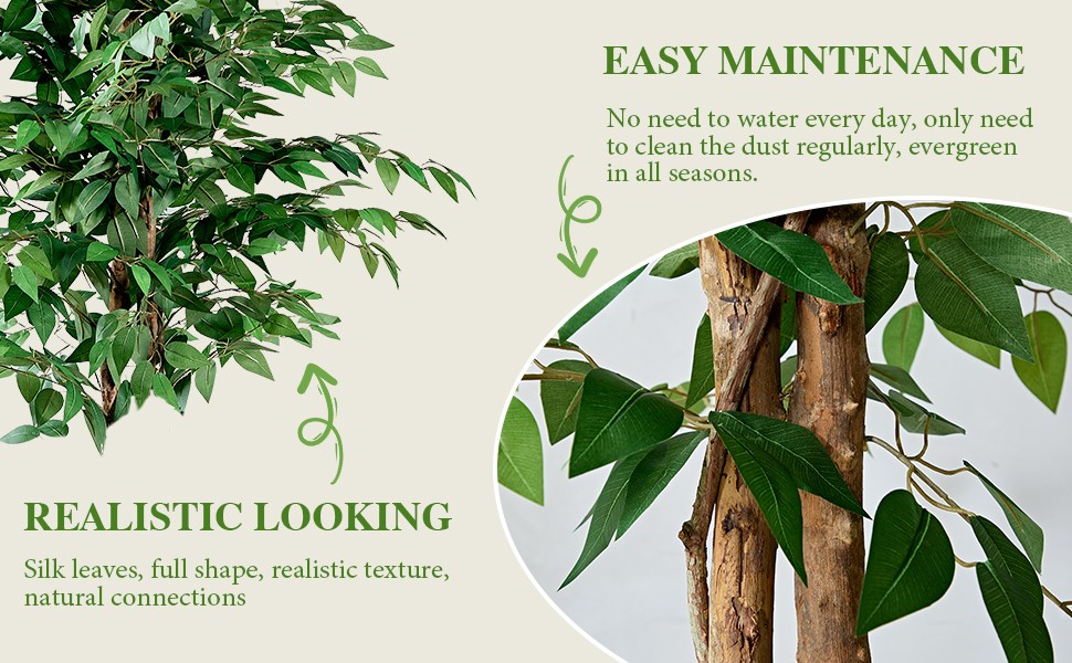 Artificial Ficus Tree with Sturdy Nursery Pot, 5FT Faux Silk Plant for Indoor
