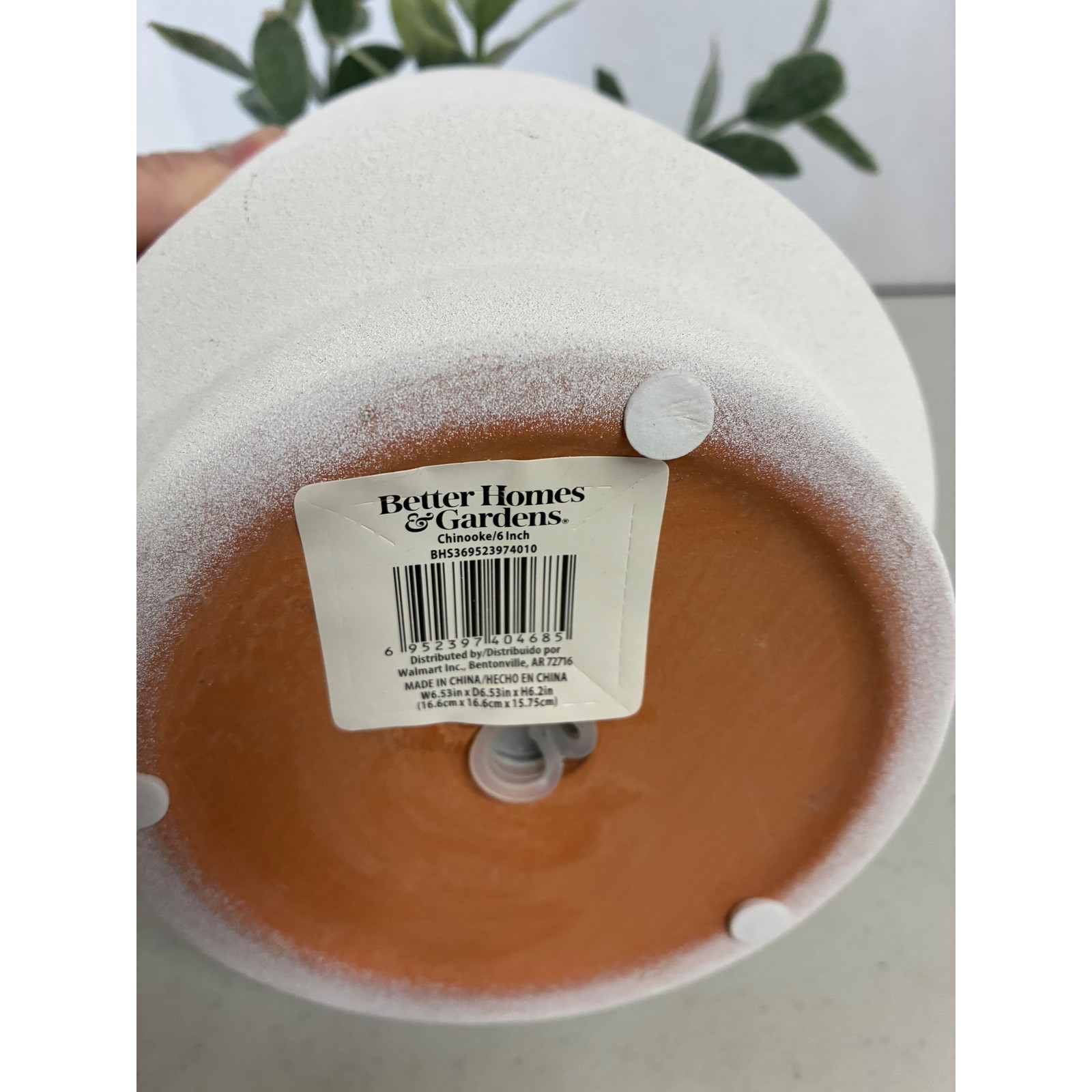 Better Homes & Gardens 6 Inch Chinooke White Ribbed Ceramic Faux Plant Planter