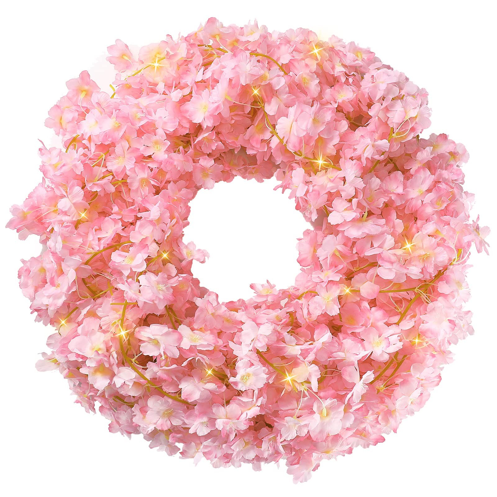 8 Pcs 47.2‬ ft Cherry Blossom Flower Garland with String Light Artificial Han…