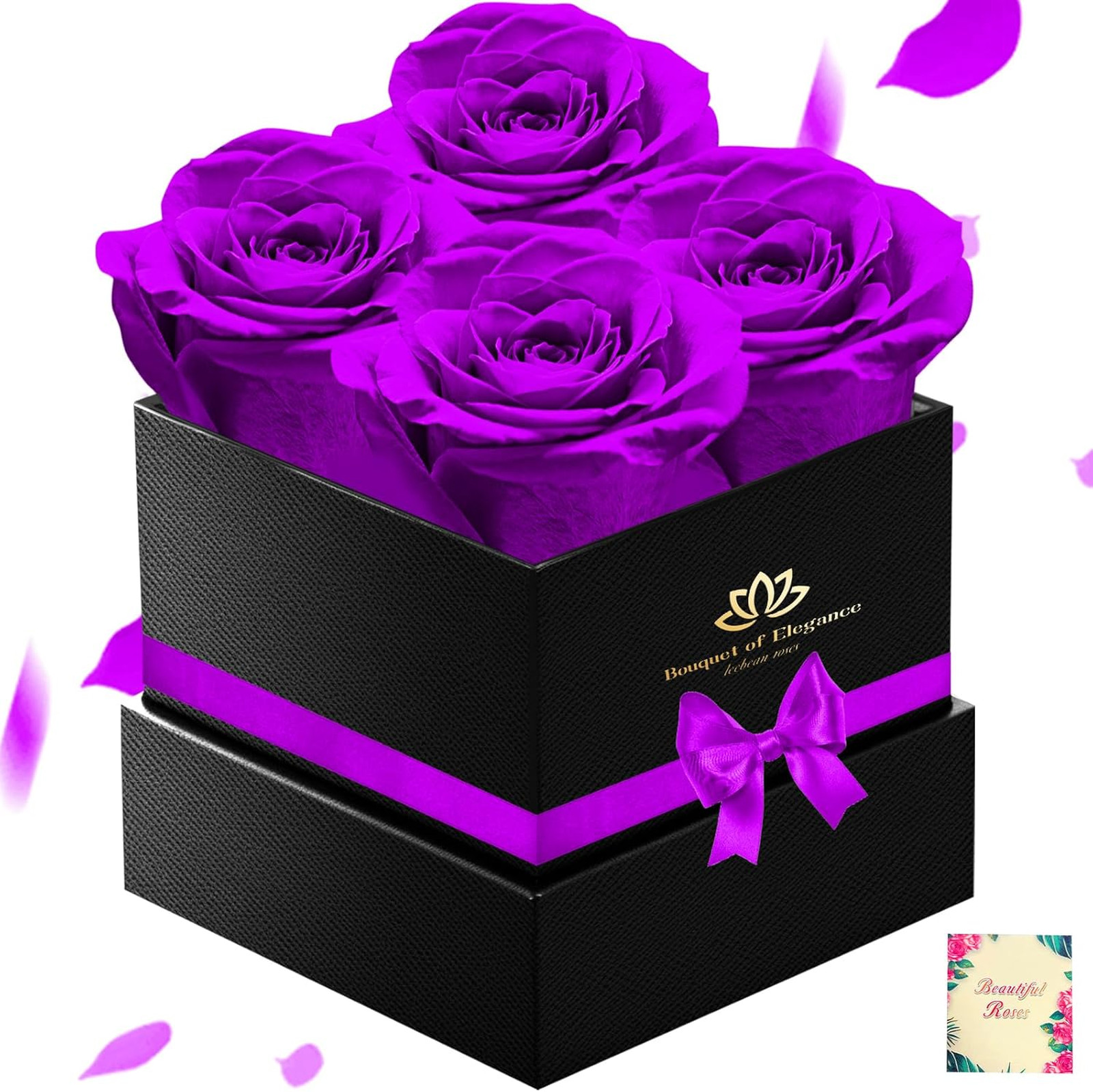 Purple Preserved Forever Roses Gift Box for Women Men Anniversary Valentine’s