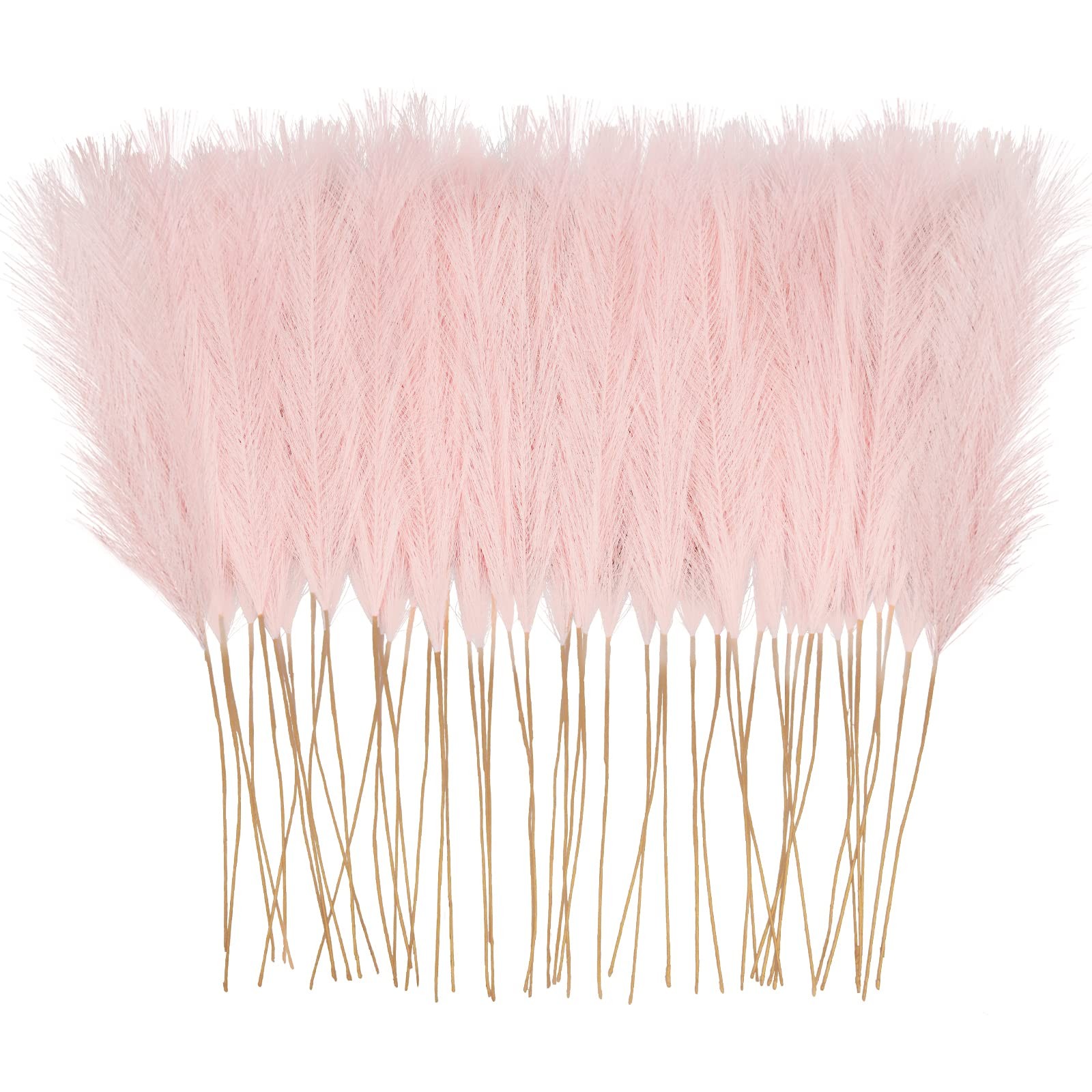 50pcs Pink Faux Pampas Grass Decor, 21.6″ Short Artificial Floral Branches Va…