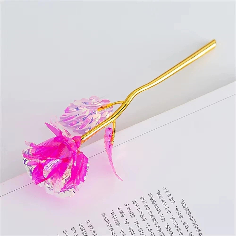 24K Gold Foil Rose Artificial Flower Valentine Gift Wedding Party Decor