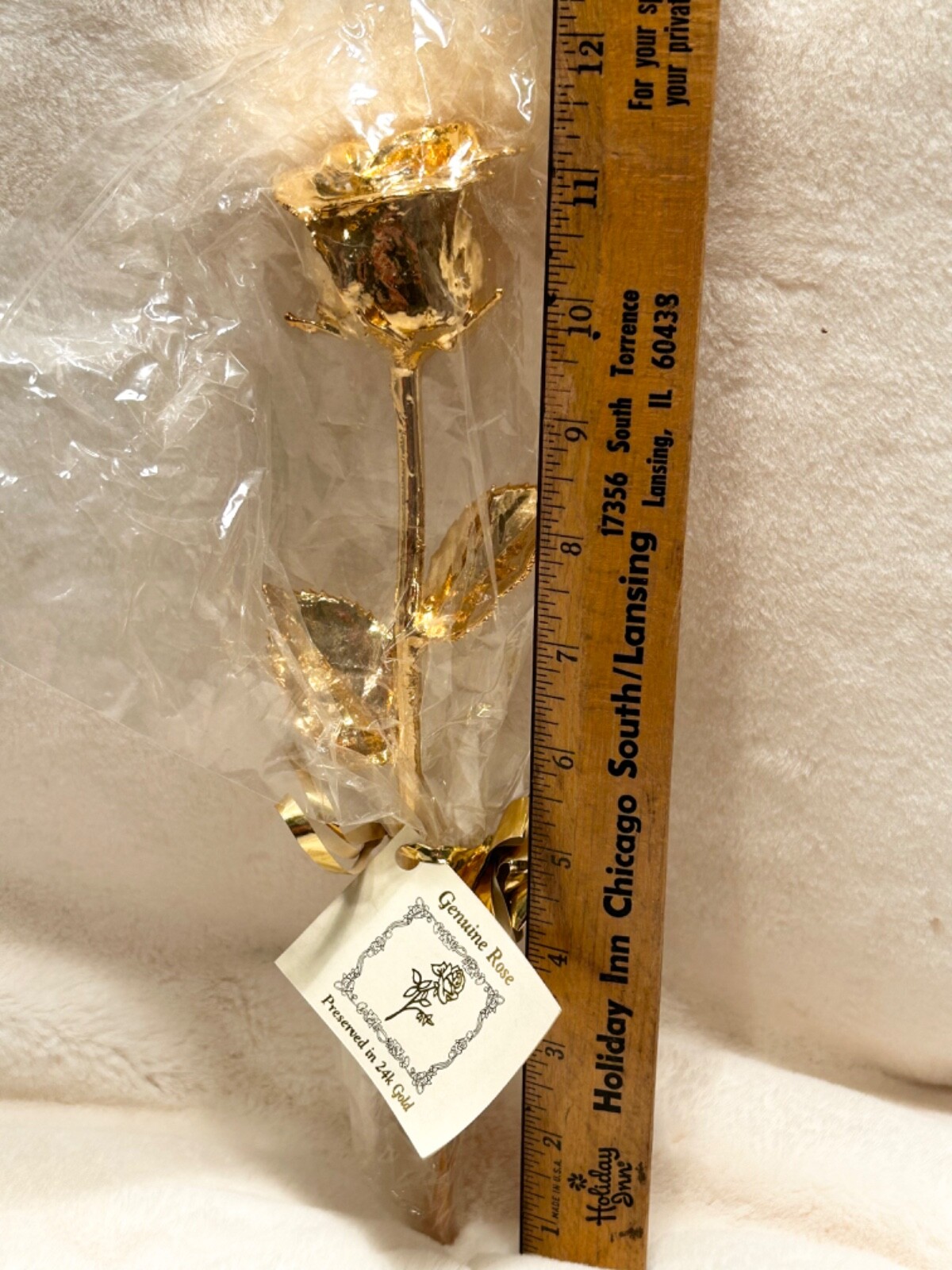 24 Karat Gold Dipped Real Rose Preserved in Real Gold With Original Box