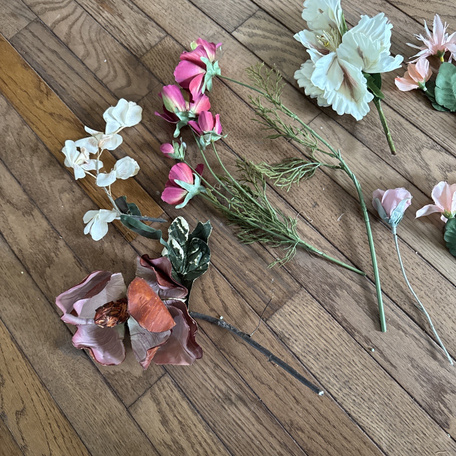 10 Vintage 1970s Artificial Flowers Dogwood Iris Peony Anemones Dahlia Magnolia
