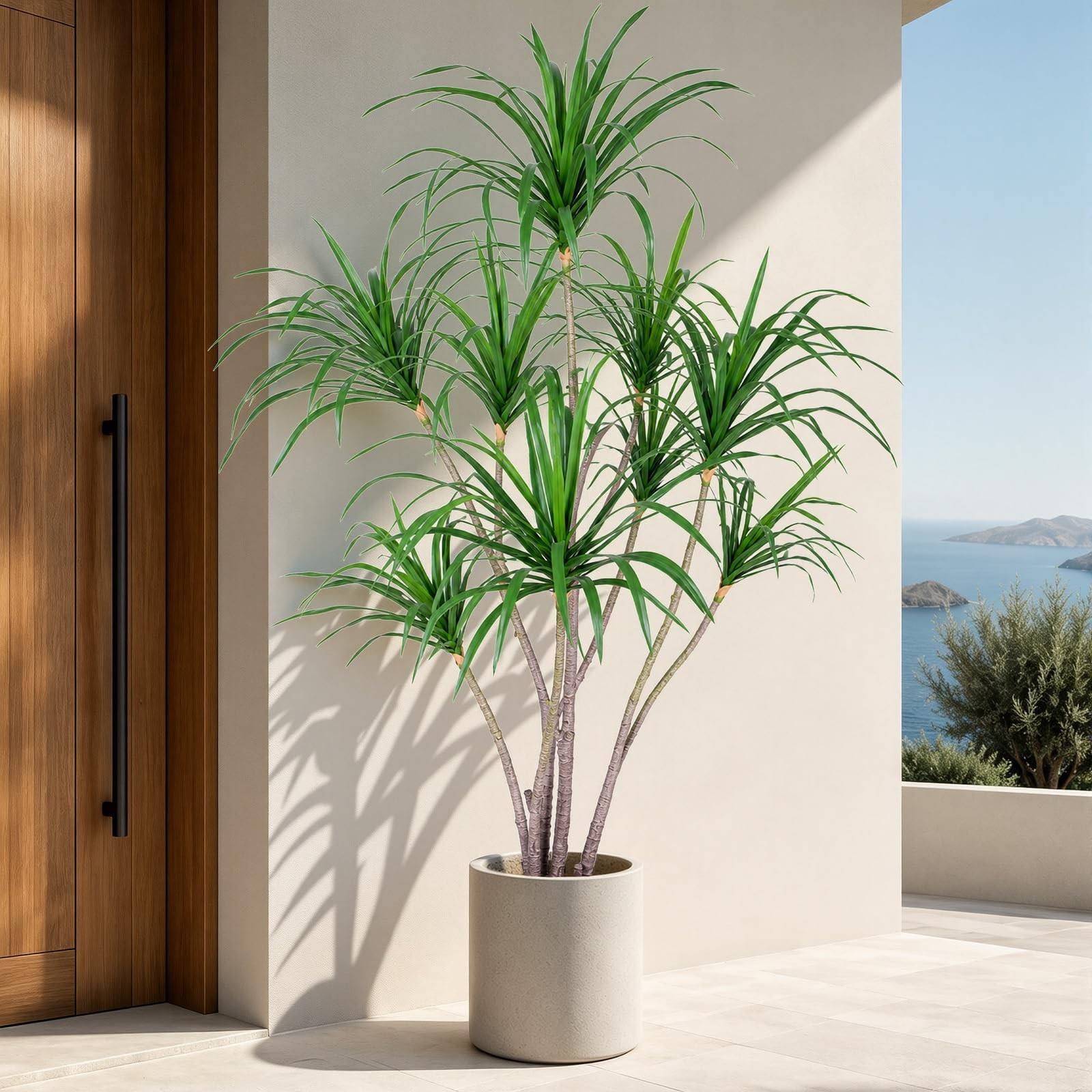 5ft Artificial Dracaena Marginata Tree with 261 Lifelike Leaves & 9 Heads, Ta…