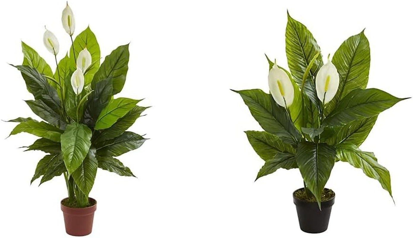 42″ & 26″ Spathiphyllum Artificial Silk Plants – Lush Green Decor