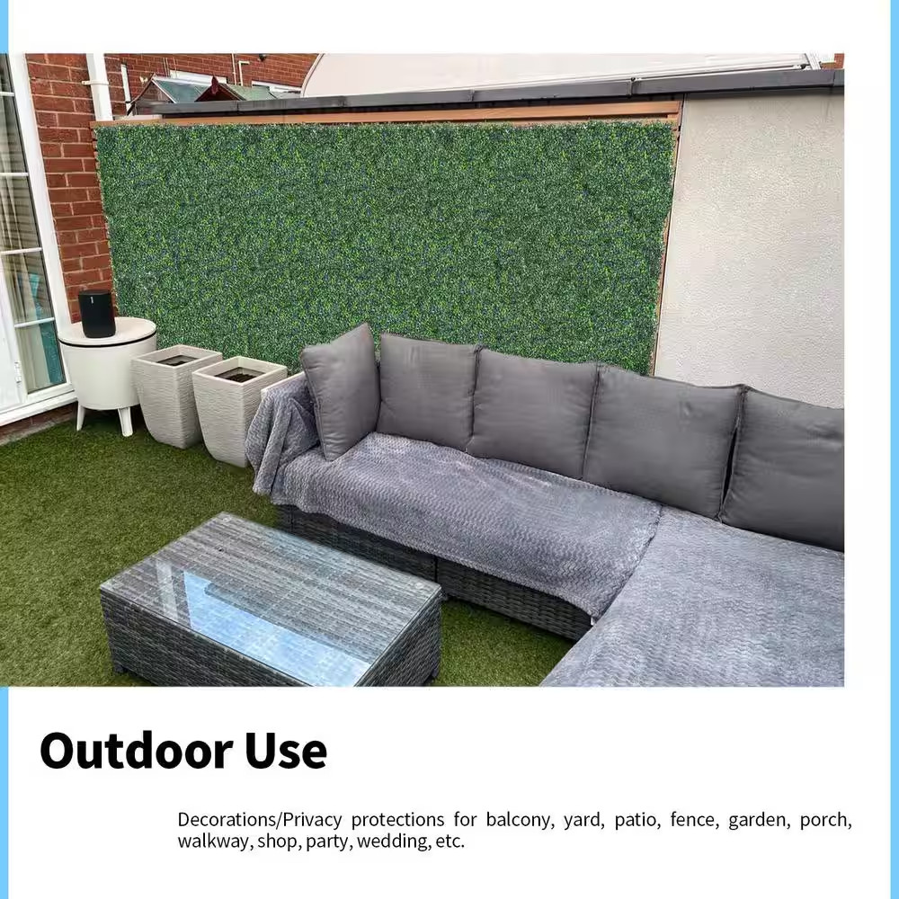 12- Pieces 20 In. X 20 In. Artificial Grass Wall Panels Faux Boxwood Hedge Artif
