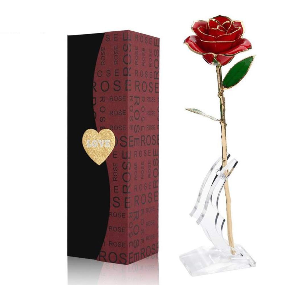 Valentines Day Gifts for Her, Real Rose Dipped in 24K Gold, Preserved Rose Fl…