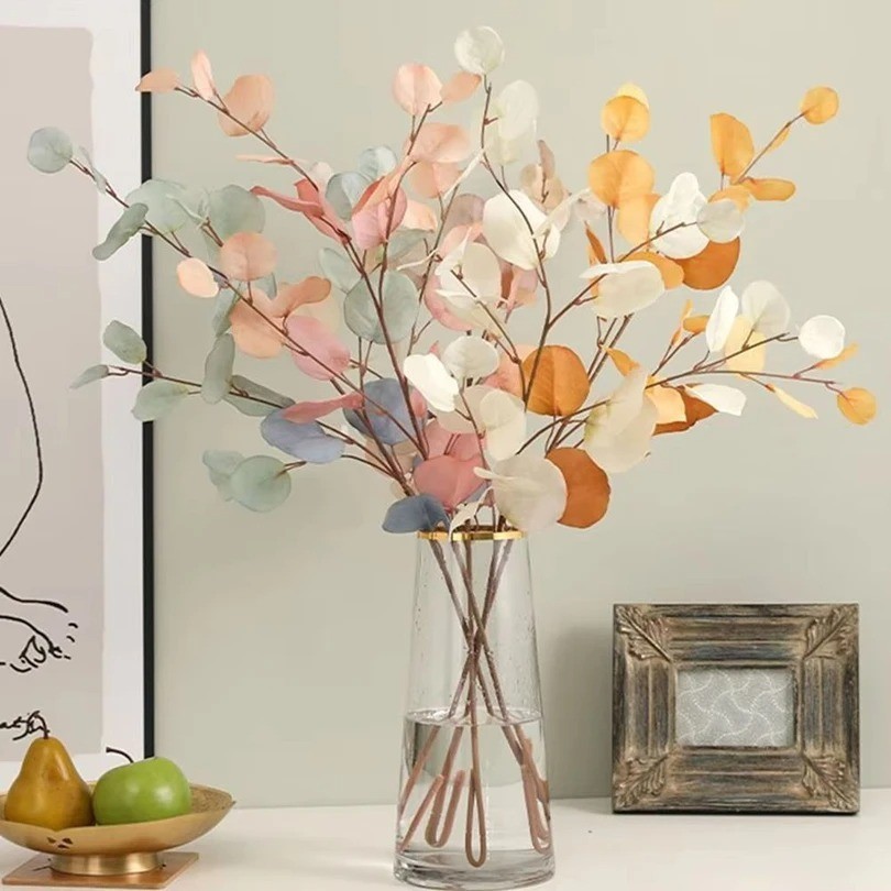 Artificial Eucalyptus Long Stem Leaves Money Plant Wall Home Wedding Decor