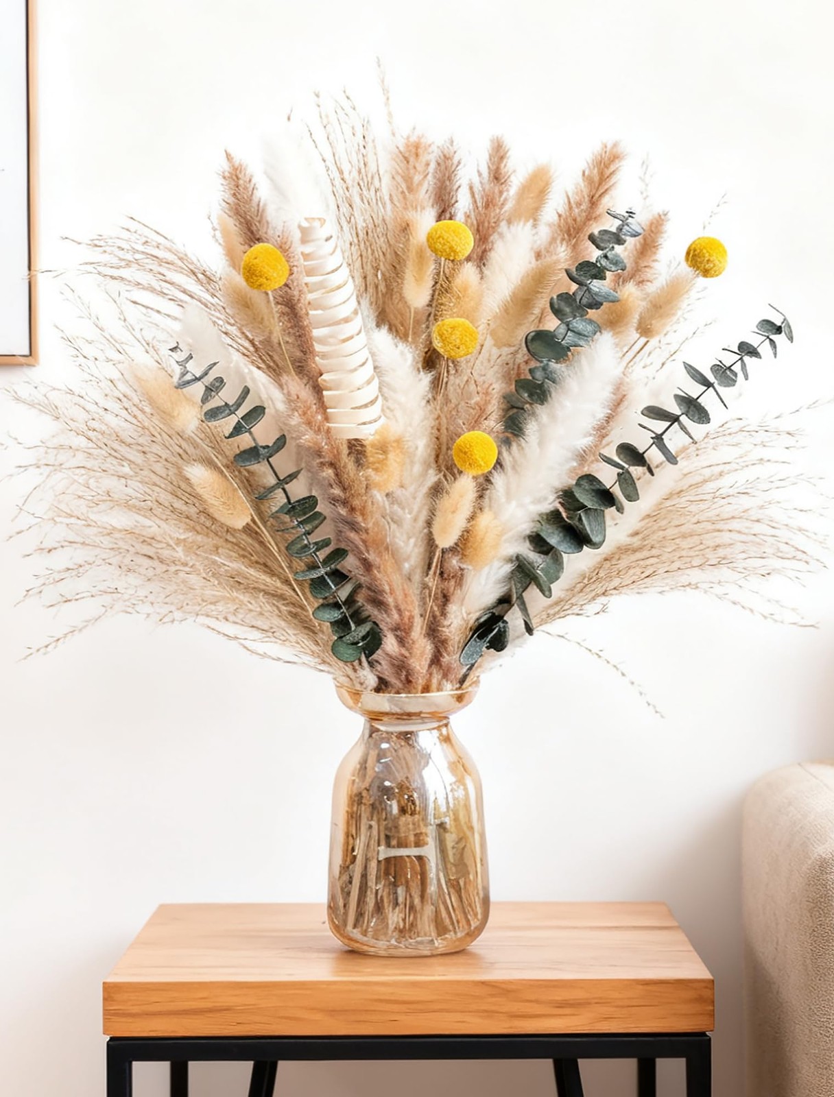 Pampas Grass Boho Decor Bouquet – Natural Dried Flowers Including Billy Balls…