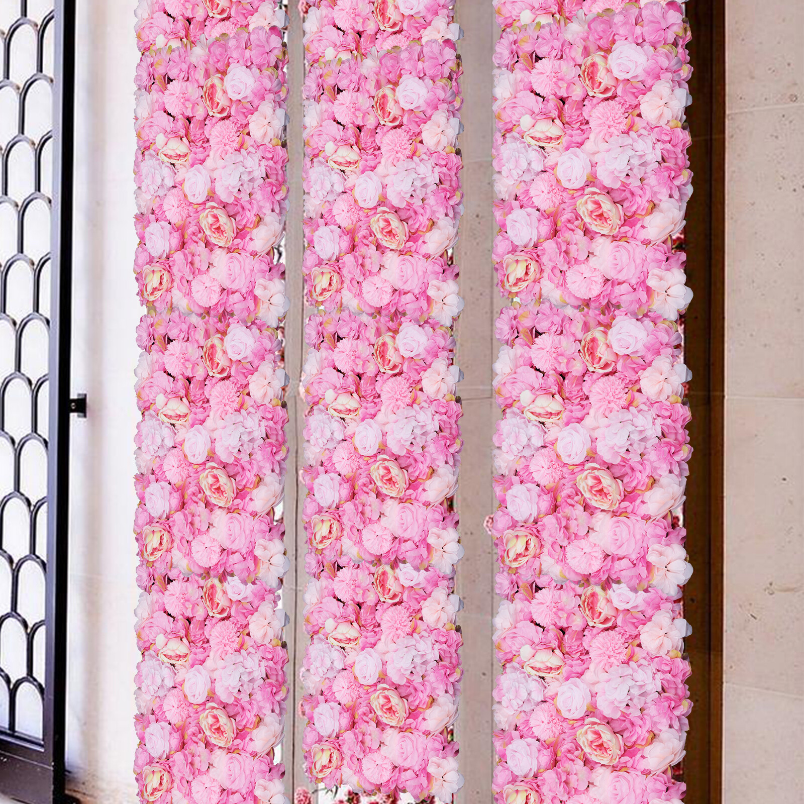 6X Artificial Silk Flower Wall Panel Wedding Party Floral Decor Venue Background