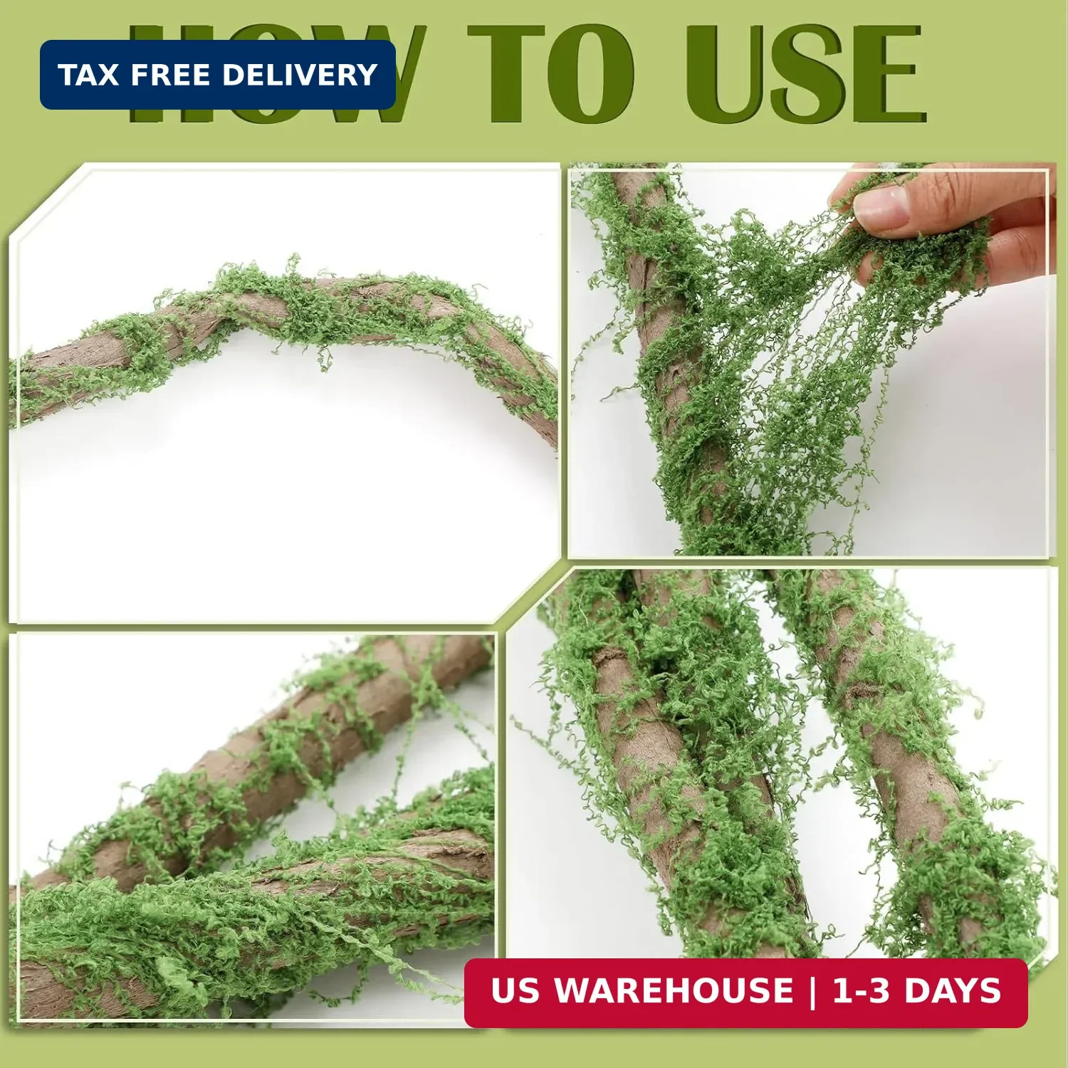 Janinka 2 Pcs 118in Large Bendable Artificial Tree Branches with Moss Enchanted