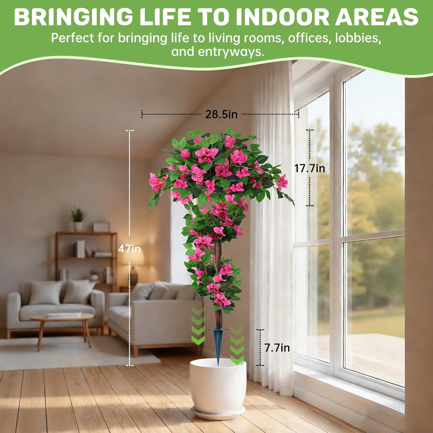 2Pack 4FT Faux Bougainvillea Topiary Trees for Outdoor Decor, UV Resistant
