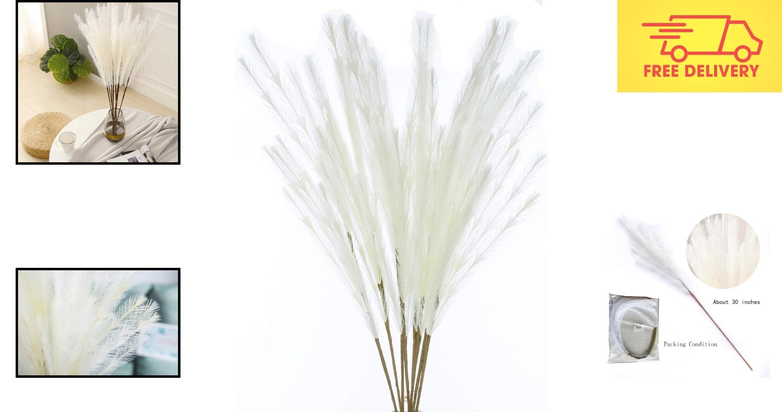 Soft Silk 8 PCS Artificial Pampas Grass – 30″ Decor for Stylish Events & Homes