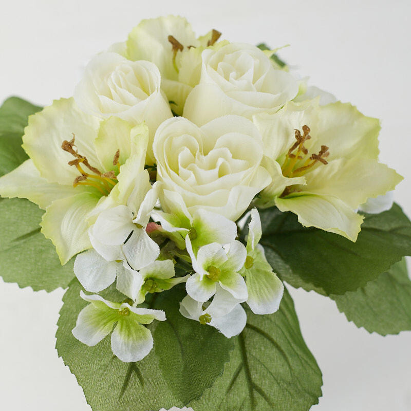 Set of 2 Cream Artificial Rose, Hydrangea, and Daylily 9-1/2″ Floral Bundles