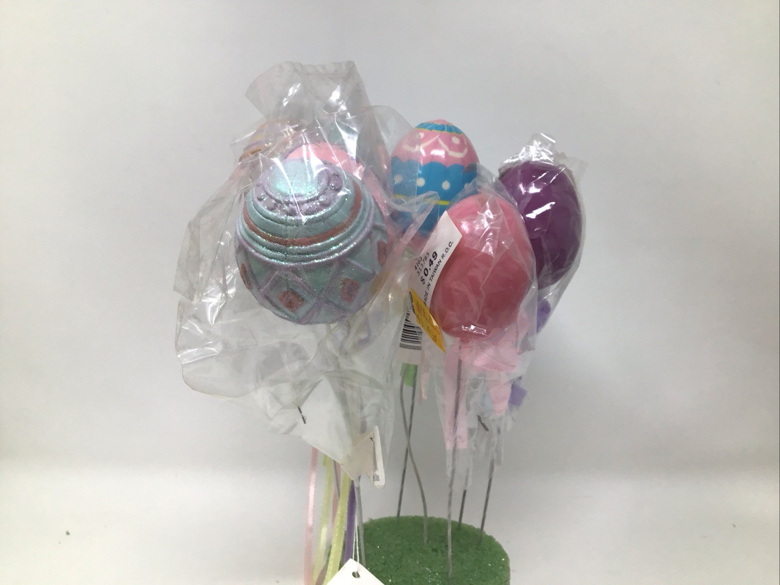 Lot of 9 Easter Egg Floral Picks Plastic Painted 4-8” & 5-8.5” Picks NOS Vintage
