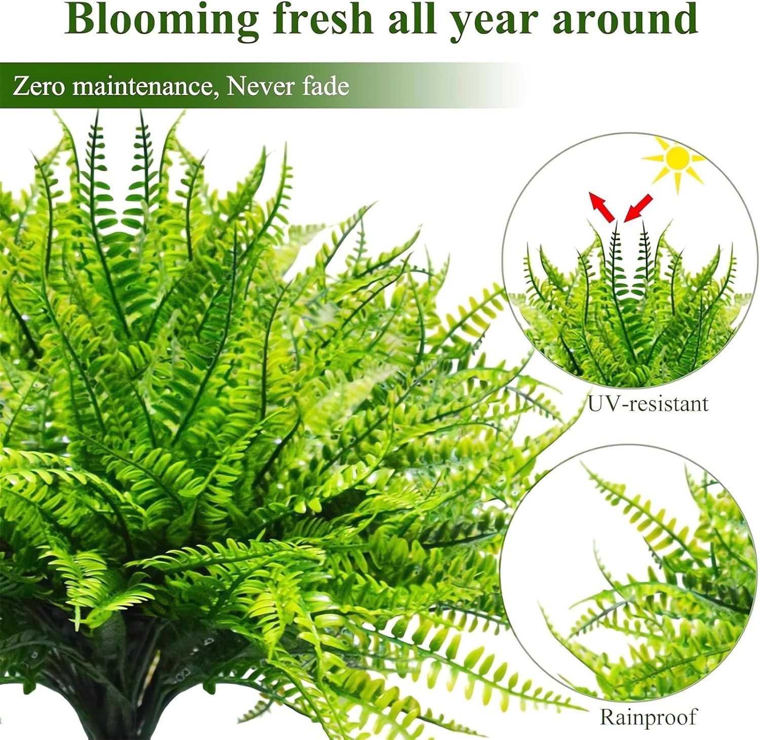 UV Resistant Lifelike Artificial Boston Fern – 2024 New Faux Boston Ferns Out…