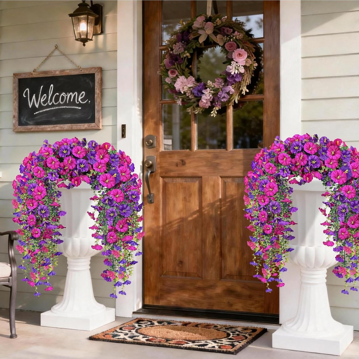 No-Odor Morning Glory Hanging Flowers – Sun-Resistant Faux Silk for All Seasons