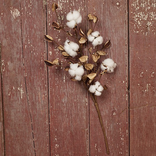 New Primitive Southern Farmhouse WHITE COTTON BOLL PICK Pod Floral Spray Stem
