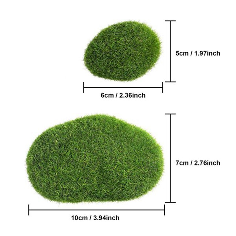 40 Pieces 2 Sizes Rocks Decorative Faux Green Moss Covered1439