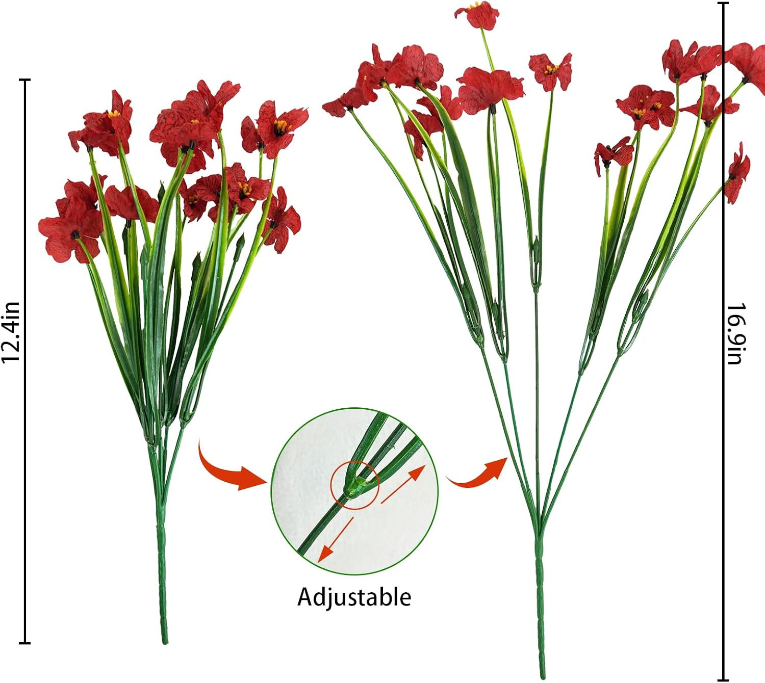 Vibrant 72PCS UV Resistant Artificial Flowers for Garden & Home Décor (Red)