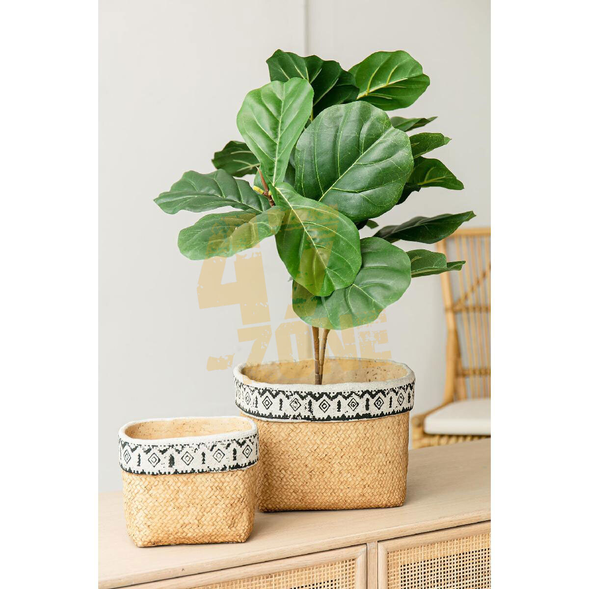 Faux Potted Fiddle Leaf Fig Tree Green Black Artifical Garden Indoor Outdoor