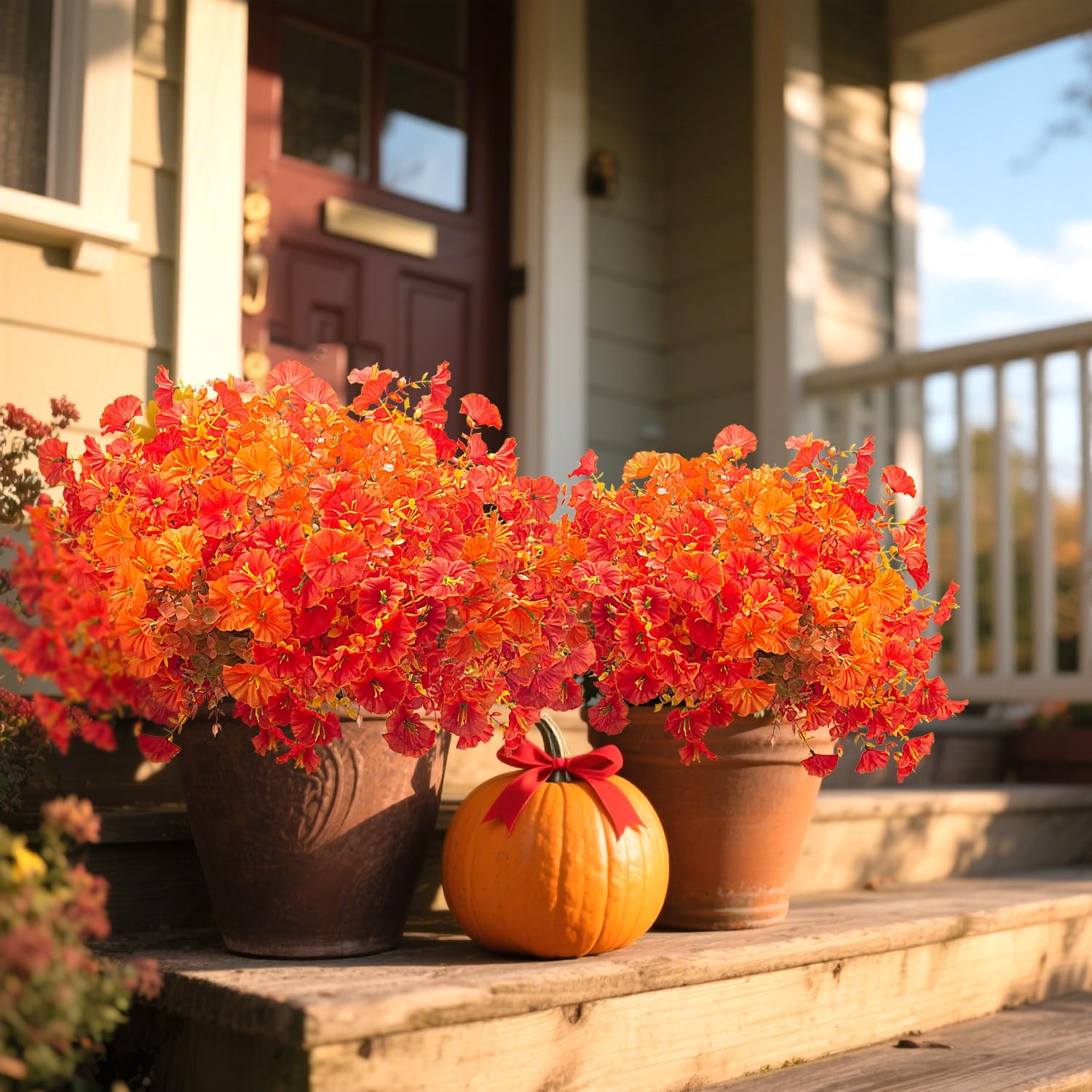 16 Bundles Artificial Fall Flowers No Fade Faux Autumn Plants, Fake Indoor Ou…