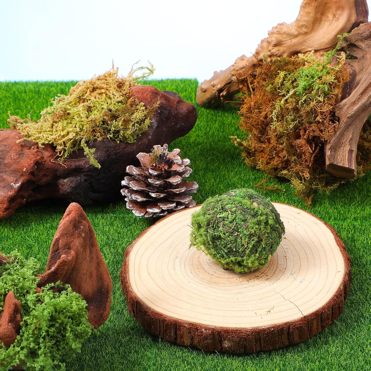 Artificial Miniature Moss Fairy Grass Decor 6 x 6 Inch Small Artificial Grass