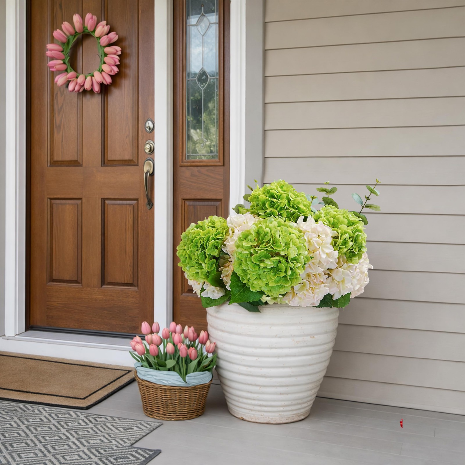 Jahe 4 Pcs Hydrangea Artificial Flowers, 20” Tall Large Bloom Faux Hydrangea…