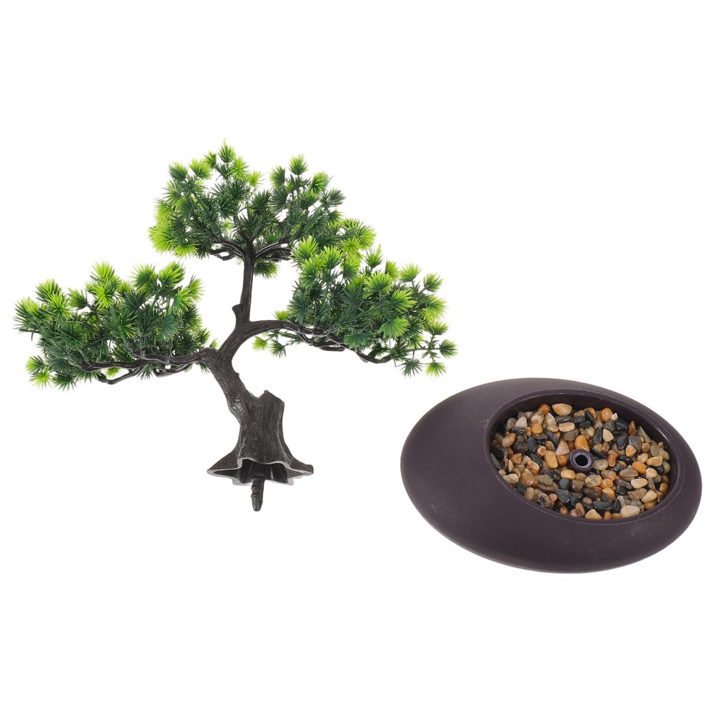 Green Faux Pine Tree Sushi Plate Decoration Japanese Style Bonsai Ornament
