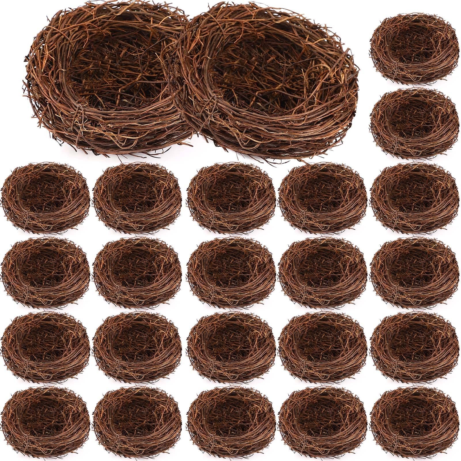 24 Pcs Mini Faux Rattan Bird Nests for Crafts – Easter Decor, Fairy Garden, DIY