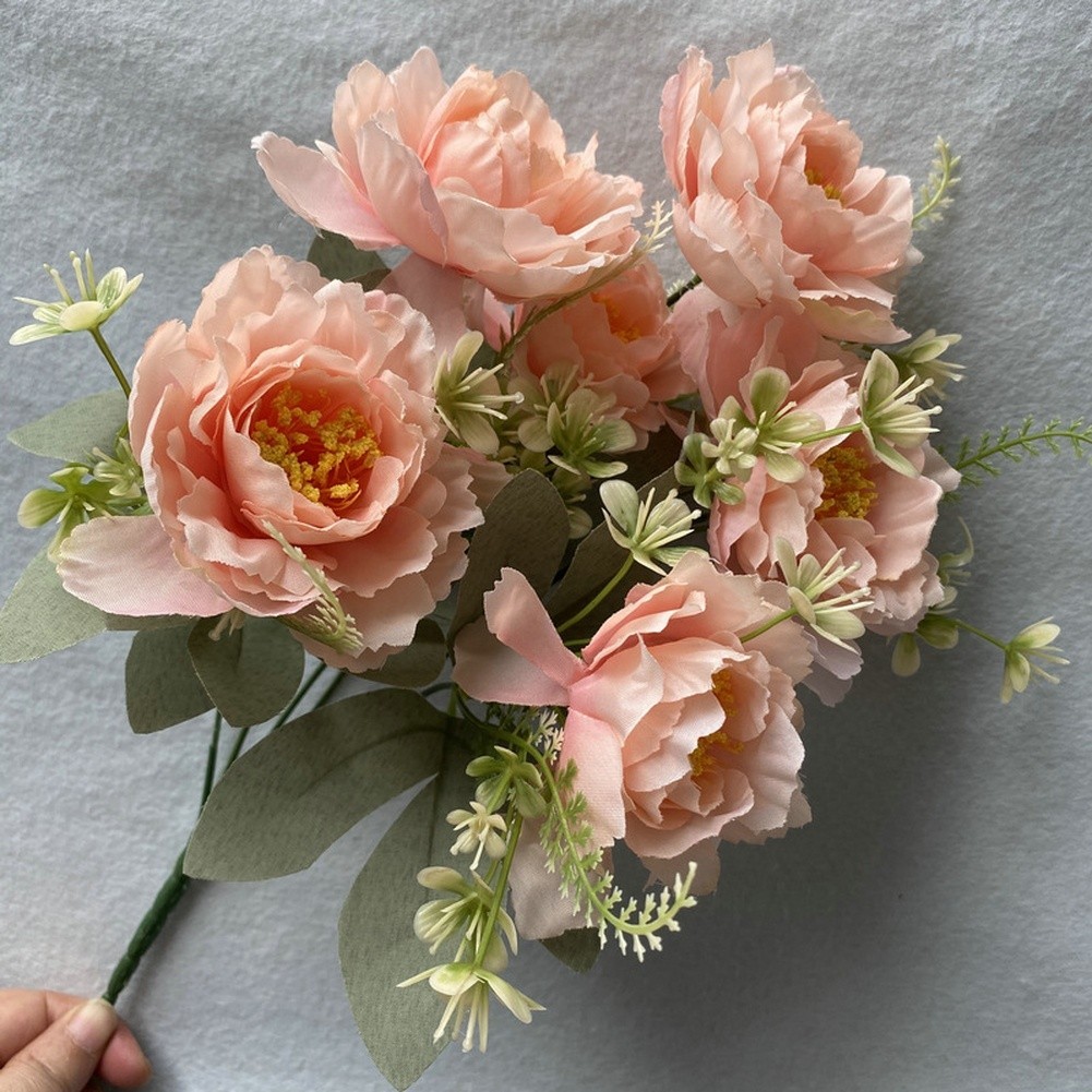 Artificial Peony Bouquet 6 Blooms 30cm Height for Home Office Event Decor