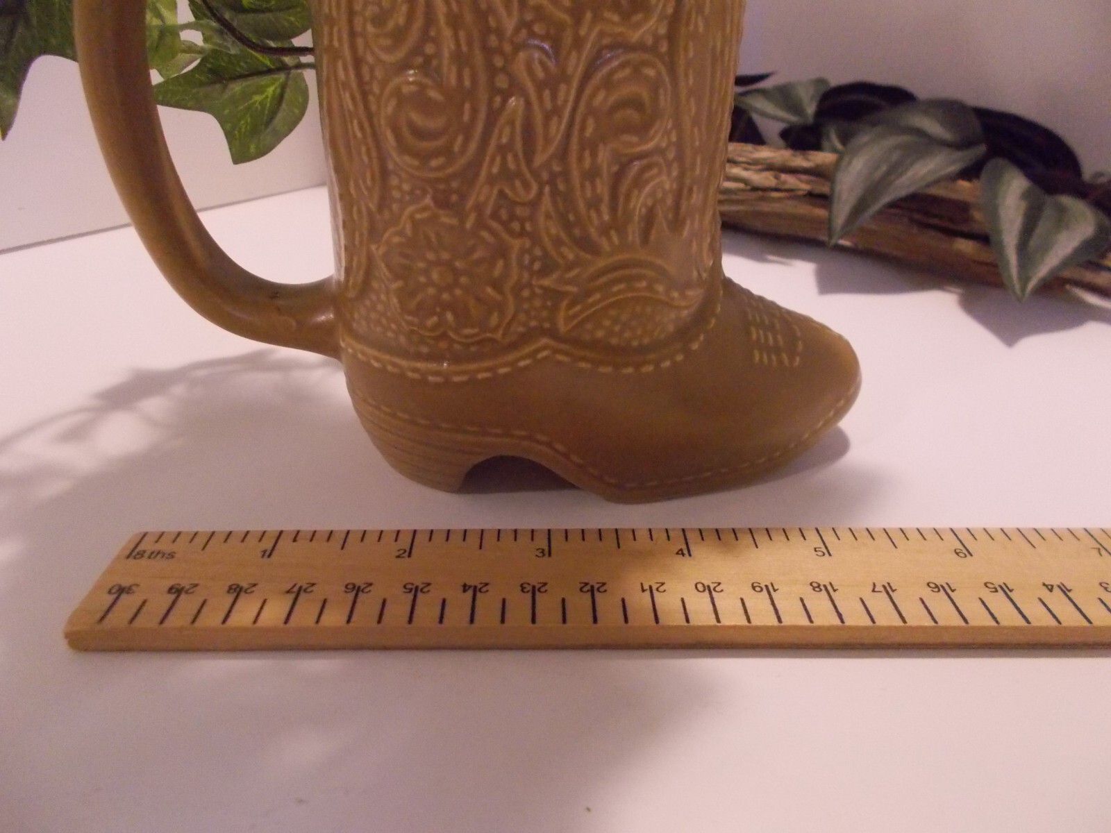 Western Cowboy Boot Cup with Handmade Denim Rose Arrangement – Upcycled Decor