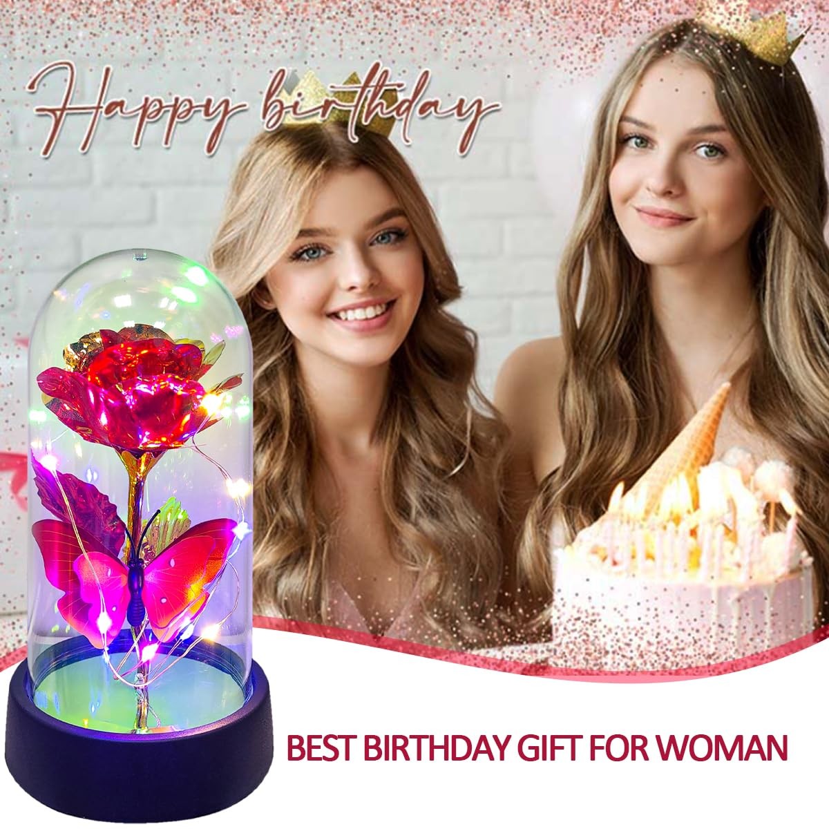 Glass Rose in Glass Dome, Light Up Flower, Eternal Roses – Valentines Day Gif…