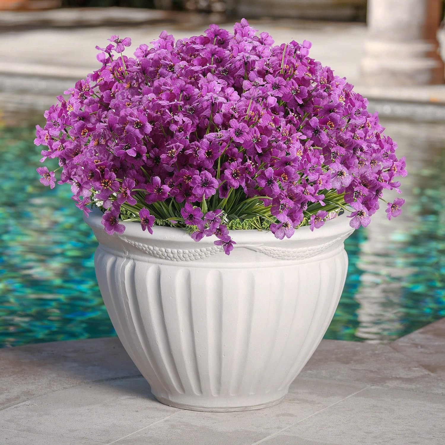 20 Bundles of UV Resistant Purple Artificial Flowers for Vibrant Outdoor Decor