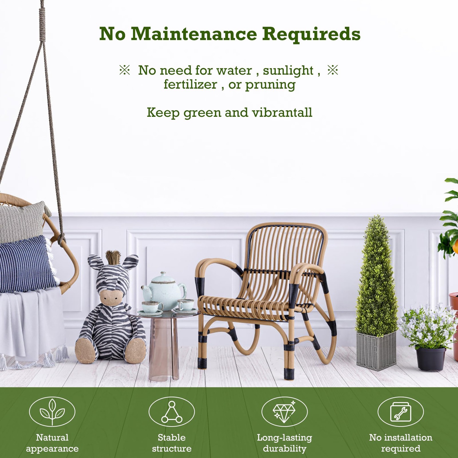 48 Inch Artificial Boxwood Topiary Tree 2 Pack, Two 4FT Potted Boxwood Tree C…