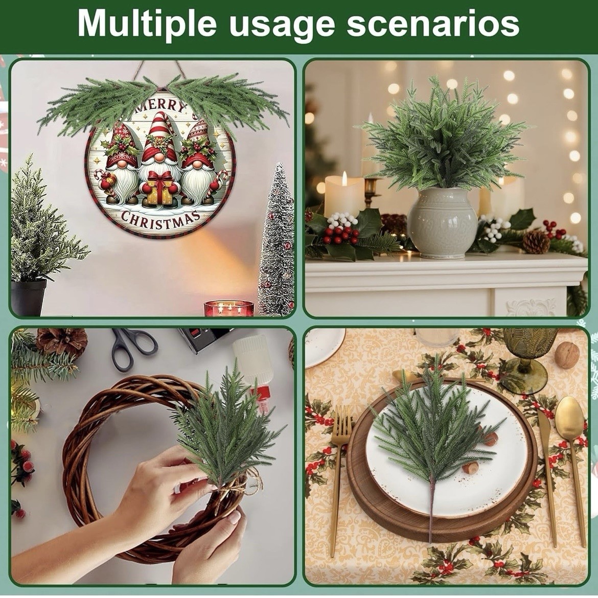 18″ Artificial Norfolk Pine Stems 8 Pack Real Touch Christmas Decorations