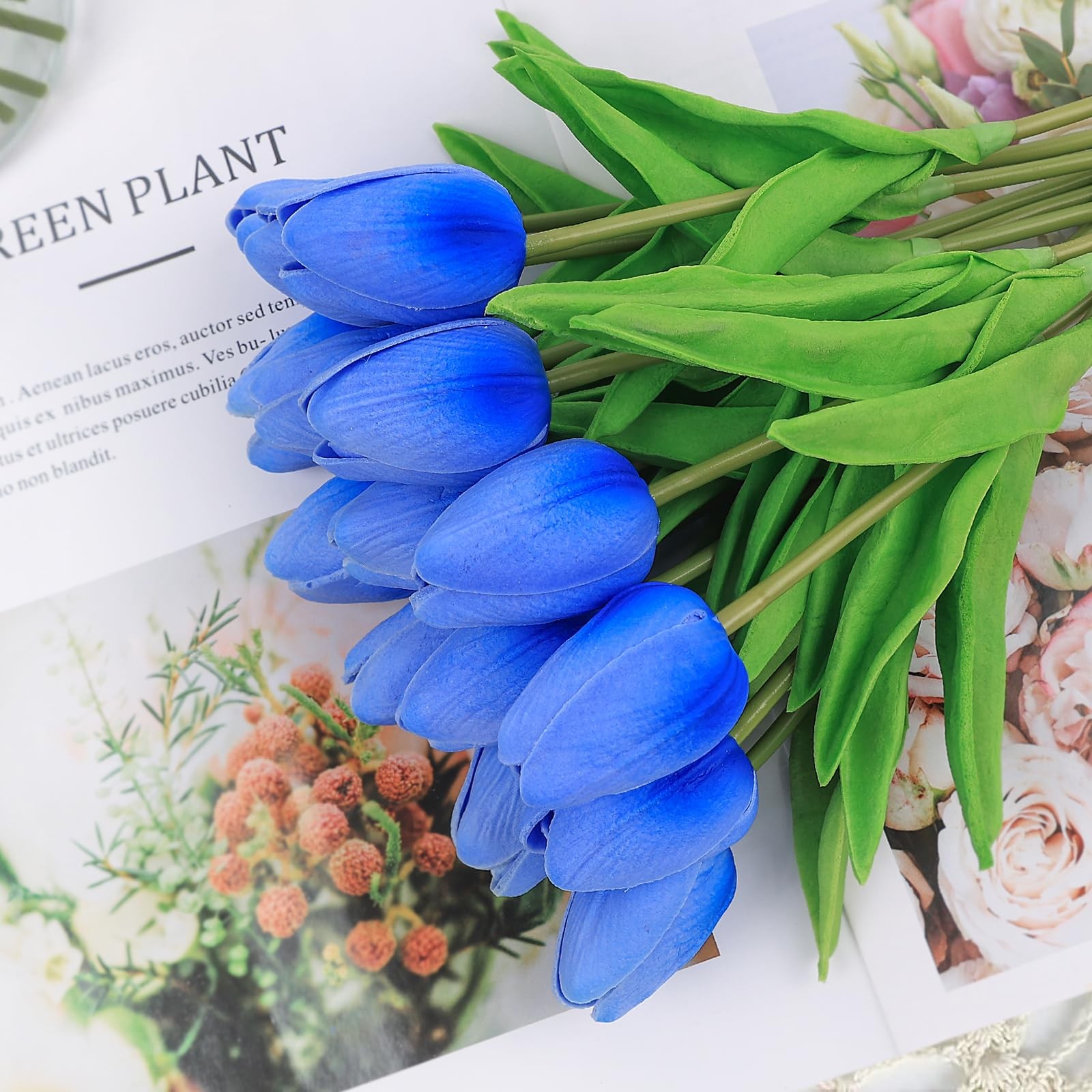 18pcs Tulips Artificial Flowers Faux Tulip Real Touch Fake Flowers Bouquets A…