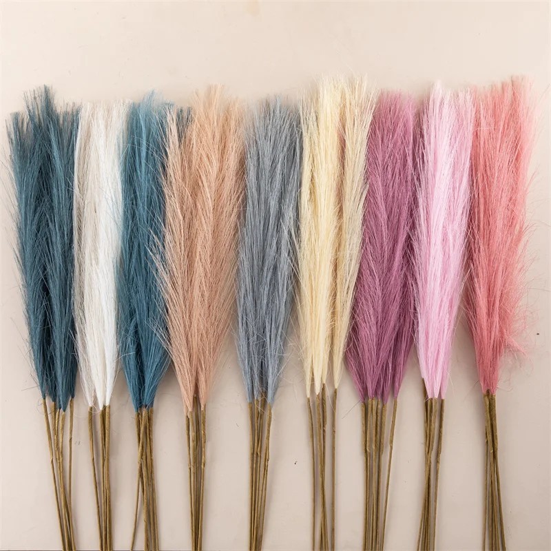 10Pcs Artificial Pampas Grass 56cm Silk Reed Bouquet Boho Decor