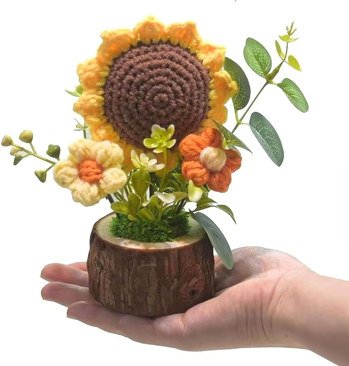 Handmade Crochet Knitted Sunflower Bouquet Creative Knitted Potted P…