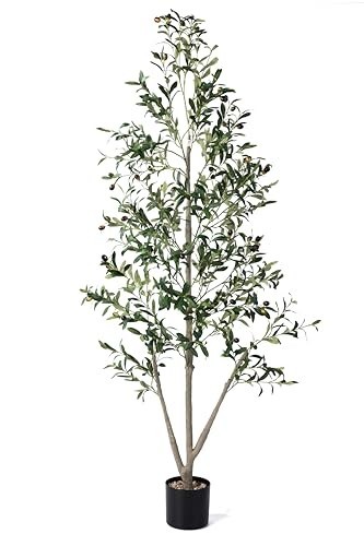 Olive Trees Artificial Indoor, 5FT Tall Faux Olive Tree with Moss and Planter