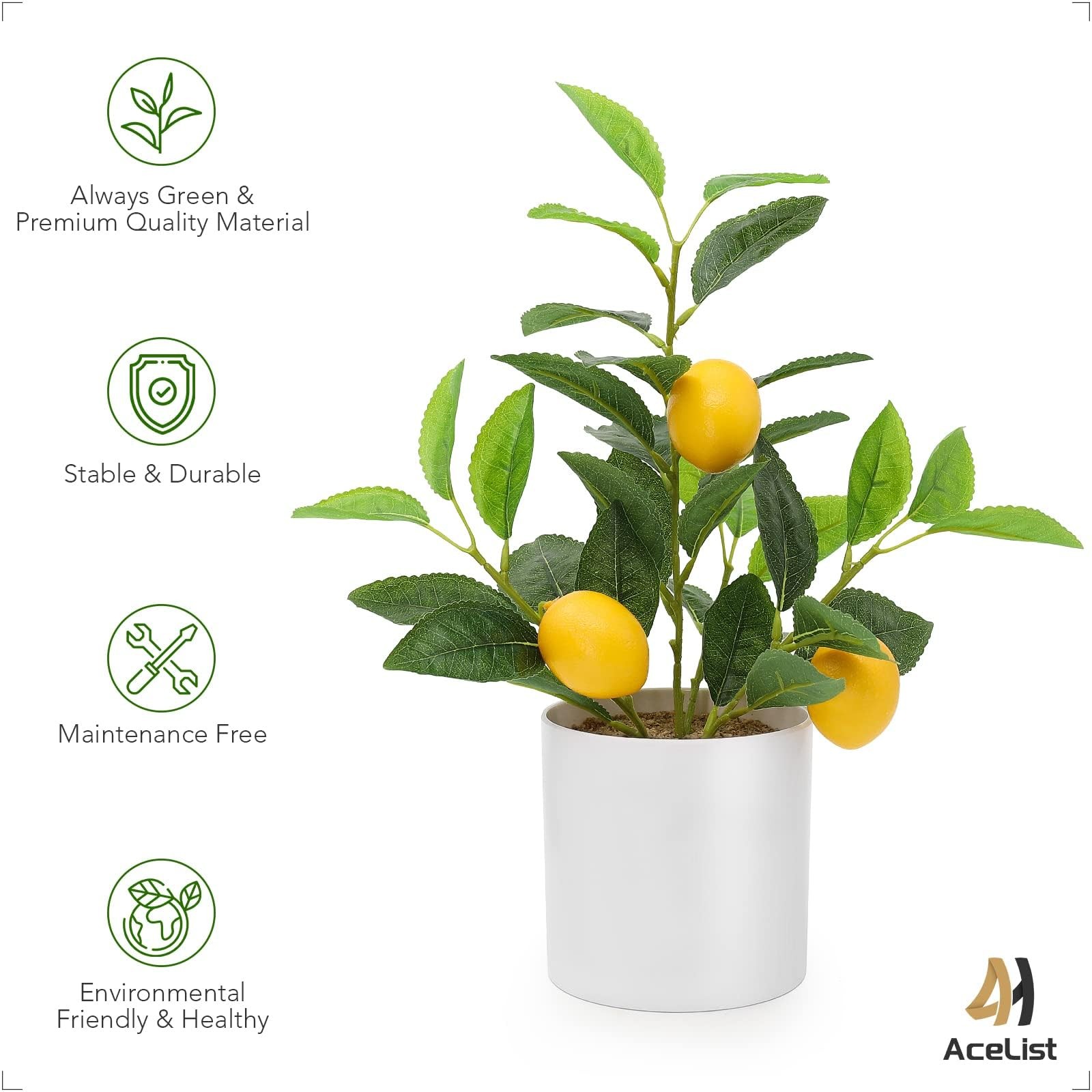Artificial Lemon Tree 14.6in Fake Fruit Plant Kitchen Counter Home Decor